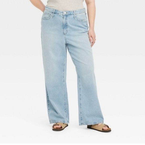Women's Light Wash High Rise Wide Leg Pants - Universal Thread - Size 00 - Picture 1 of 15